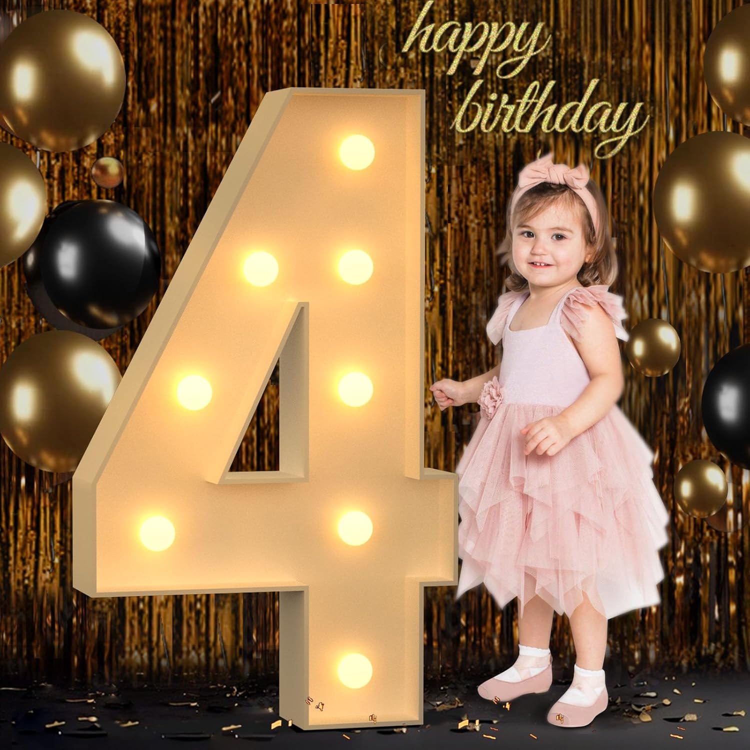 3FT Marquee Numbers, Marquee Light Up Numbers 4 for 4th