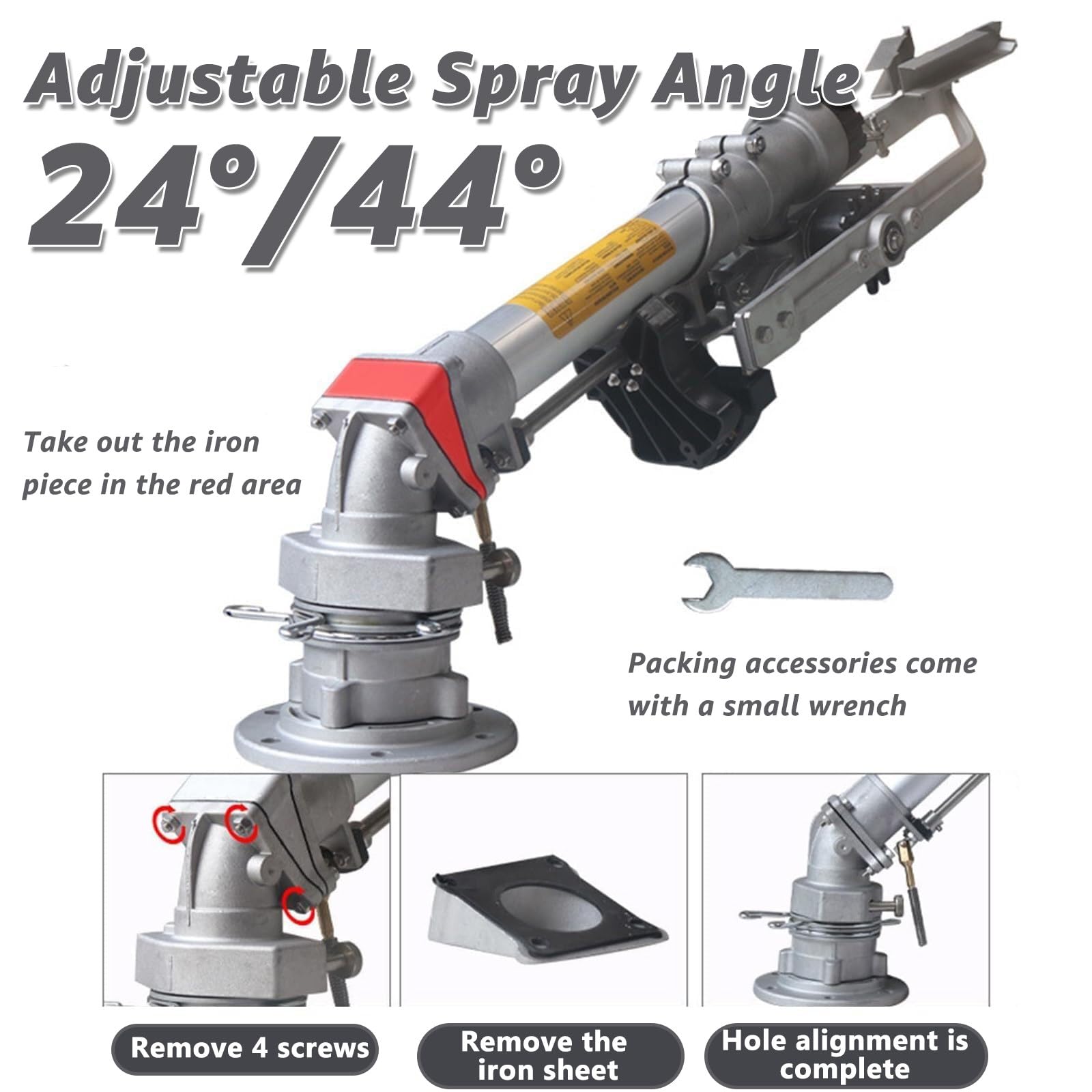Versenkregner Sprinkler 29-62m Große Reichweite 24°/44° Elevationswinkel Flanschschnittstelle für Landwirtschaftliche Betriebe Staubkontrollarbeiten StandardModel