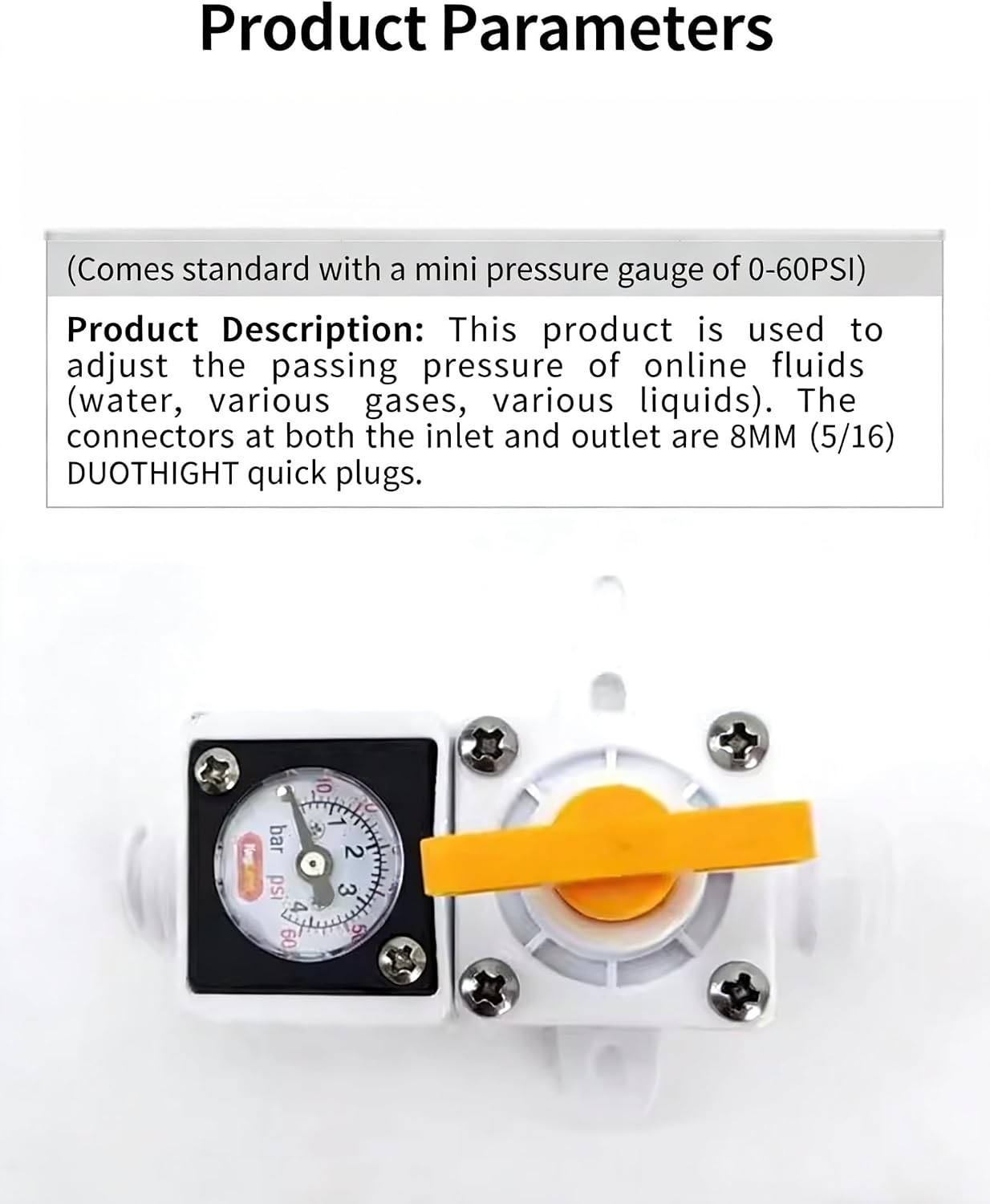 CO2 Regulator for Craft Beer, Secondary Pressure Reducer, 0-60 PSI Stable Pressure, with 5/16" Quick Disconnect, for Beer Walls, Homebrew Kegs, Outdoor Parties, Portable Leak-Free