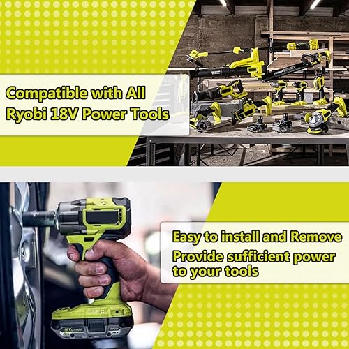 Miniatura 3 de FSKE Paquete de 2 baterías de repuesto de 3.0Ah para Ryobi 18V P102 P103 P104 P105 P108 P190 P189 P197 P122 PBP005 BPL-1815 BPL-1820G BPL18151