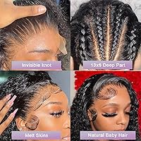 Vista 8 de Pelucas de encaje frontal transparente HD de xinshow, cabello humano ondulado profundo 13x6, con abuelitos pre-sacado, 180 de densidad, rizadas