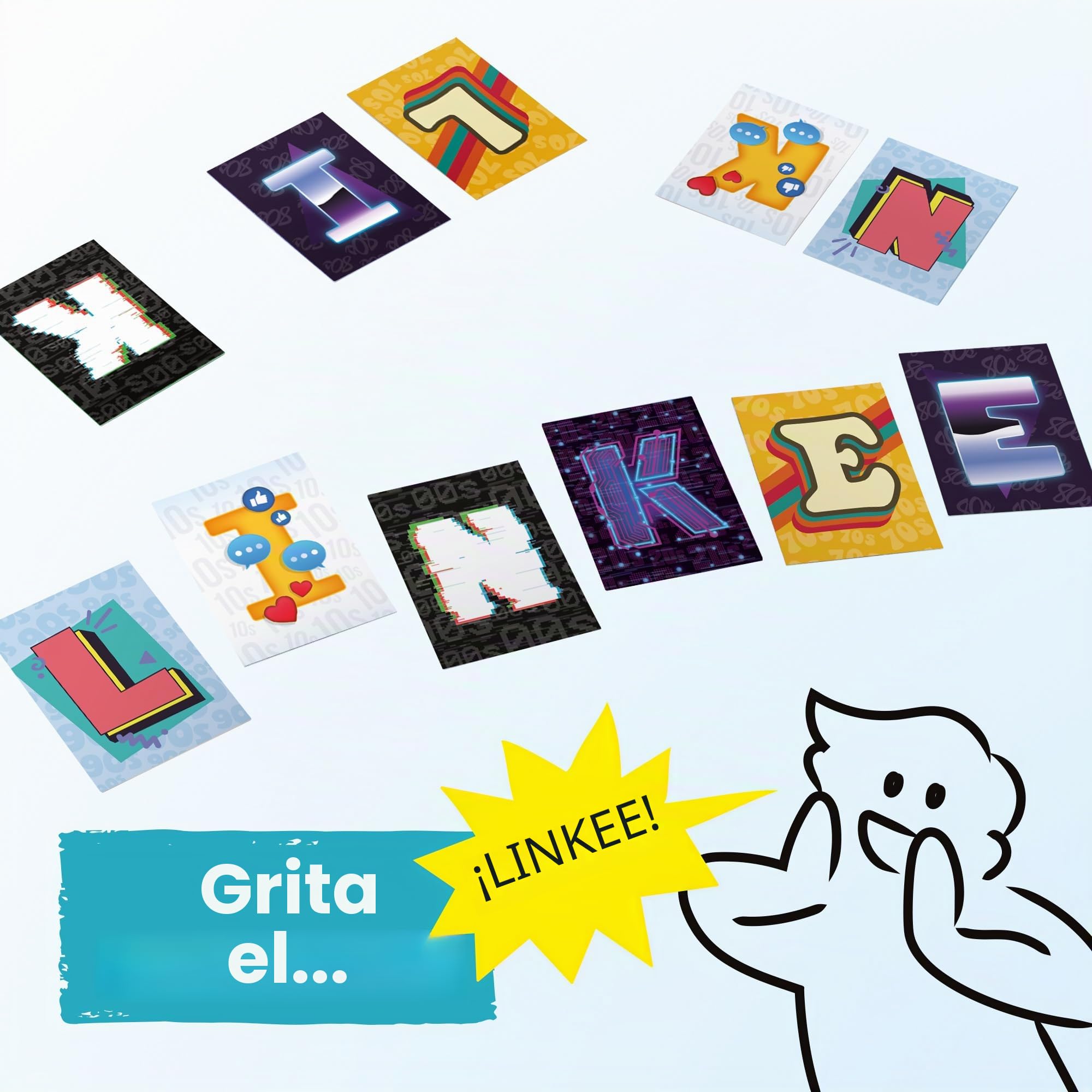 Ideal | LINKEE Generations Juego de Preguntas de Trivia de décadas: Cuatro pequeñas Preguntas con un Gran Enlace. 1970, 80, 90, 00 a 2020 Adolescentes, Adultos y familias, más de 3