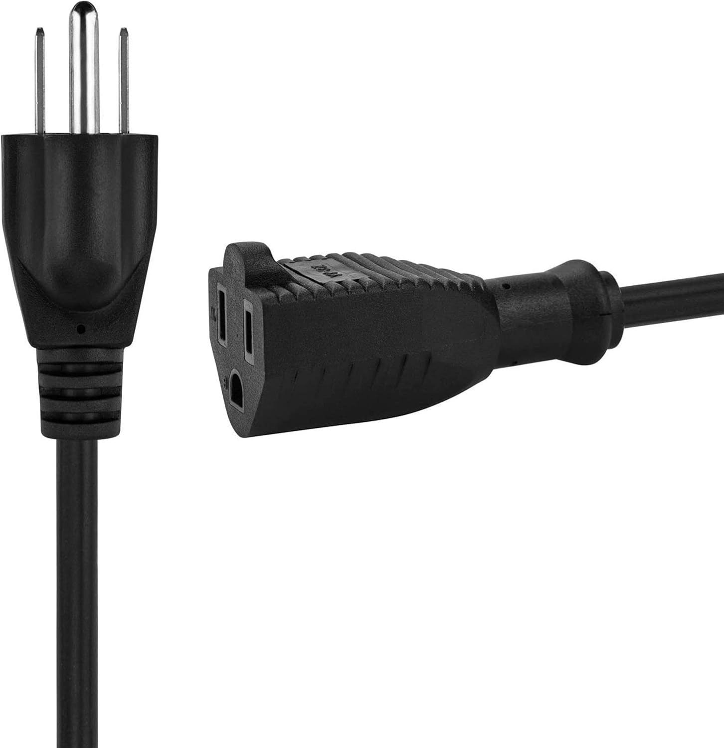 ClearMax 3 Prong Power Extension Cord Cable Strip Outlet Saver 18AWG, Black, 10 Count