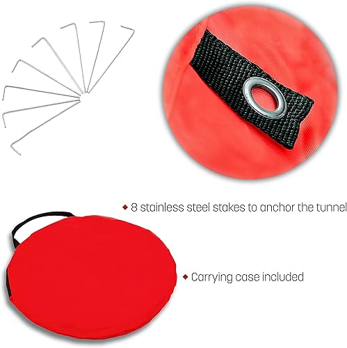 Miniatura 6 de Túnel de entrenamiento de agilidad y obediencia para perros de 16 pies con bolsa de transporte y estacas por Trademark Innovations (azul)