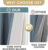 Vista 359 de H.VERSAILTEX Cortinas 100% opacas con aislamiento térmico, texturizadas, de lino, con bloqueo completo de calor y luz, para sala de estar y Negro