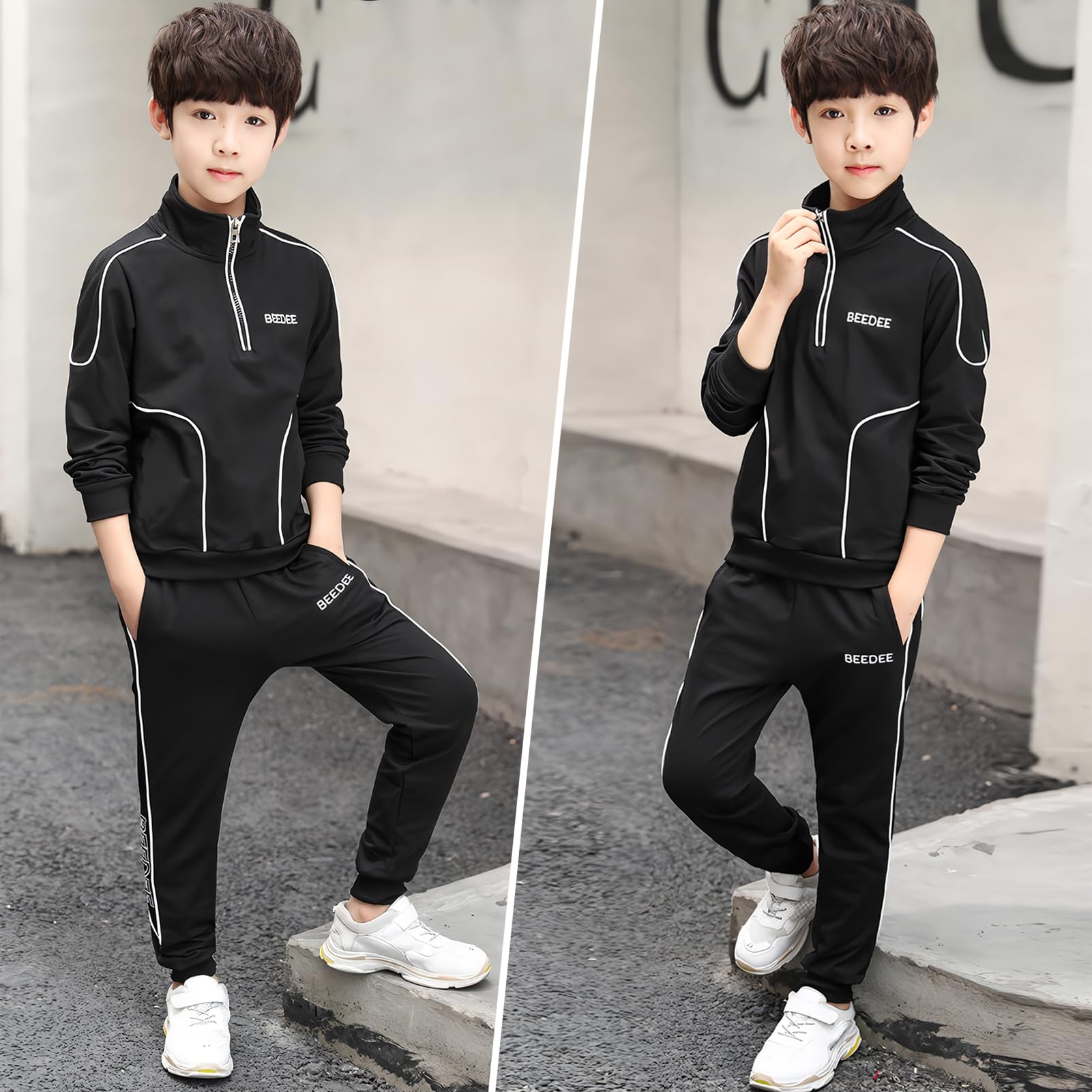 Survêtement Enfant Garçon Costume Jogging Ensemble de Sport 2pcs Sweatshirt + Pantalons Sportswear Décontracté