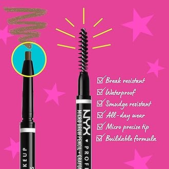 Nyx Professional MakEUp Micro Brow Pencil, Chocolate 04, Full Size