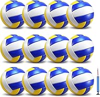 jiaonun 12-Pack Regulation Size 5 Volleyballs - Soft Composite Leather for Indoor/Outdoor, Women & Men with Pump
