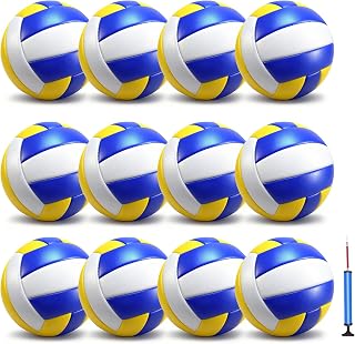 jiaonun 12-Pack Regulation Size 5 Volleyballs - Soft Composite Leather for Indoor/Outdoor, Women & Men with Pump