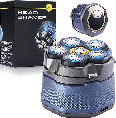 Afeitadora de cabeza para hombres calvos, recortadora eléctrica magnética 6D para hombres, maquinilla de afeitar recargable de 9000 RPM con pantalla