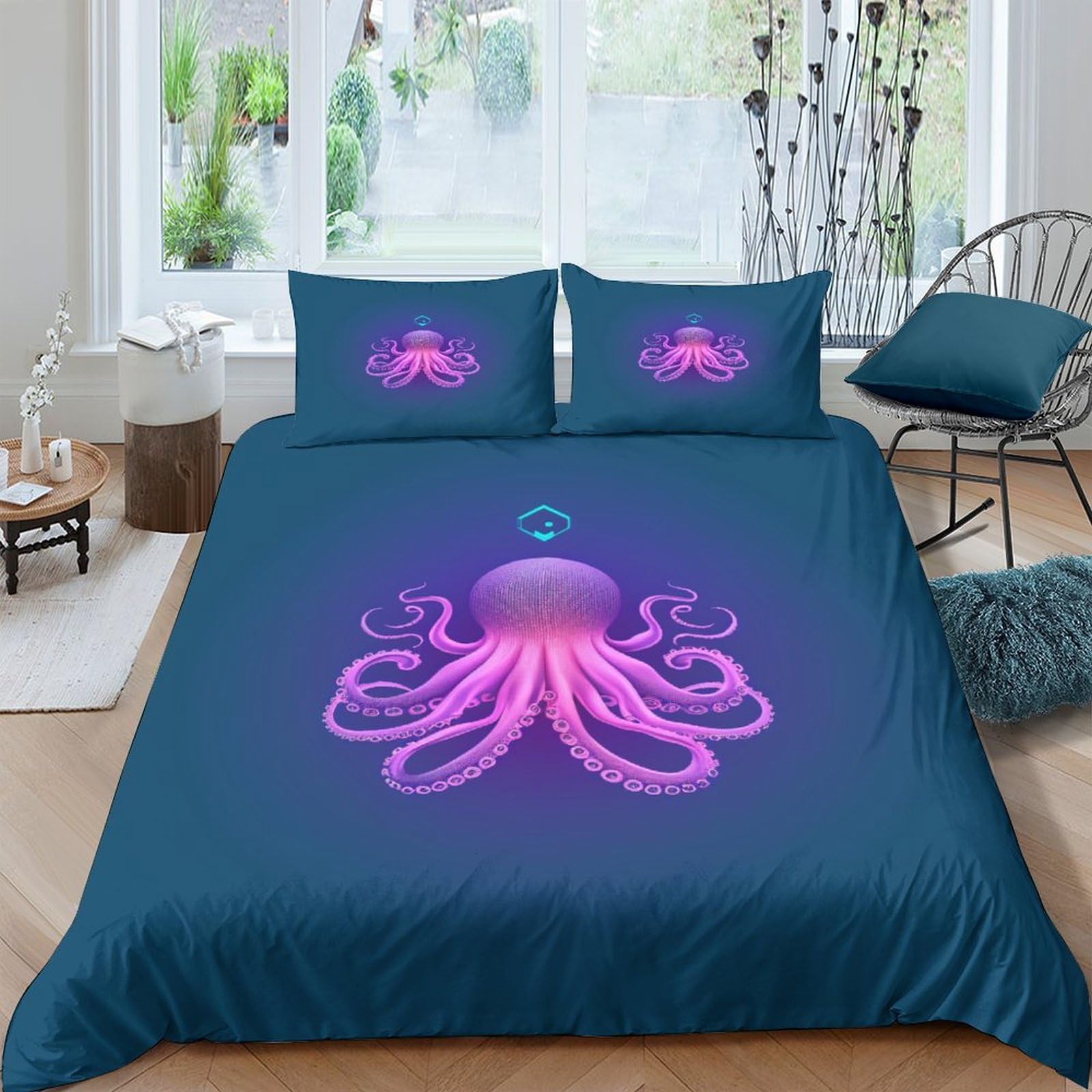 Housse de couette 200x200 motif pieuvre pour une chambre adulte ou ado moderne