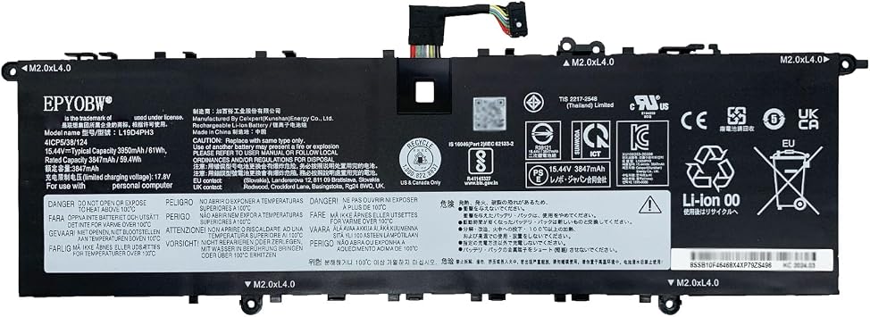 L19D4PH3 Laptop Battery 61Wh Compatible with Lenovo ideapad Yoga Slim 7 Pro-14ITL5 Pro-14ARH5 Pro-14IHU5 / ideapad Slim 7 Pro-14IHU5 Series L19M4PH3 L19C4PH3