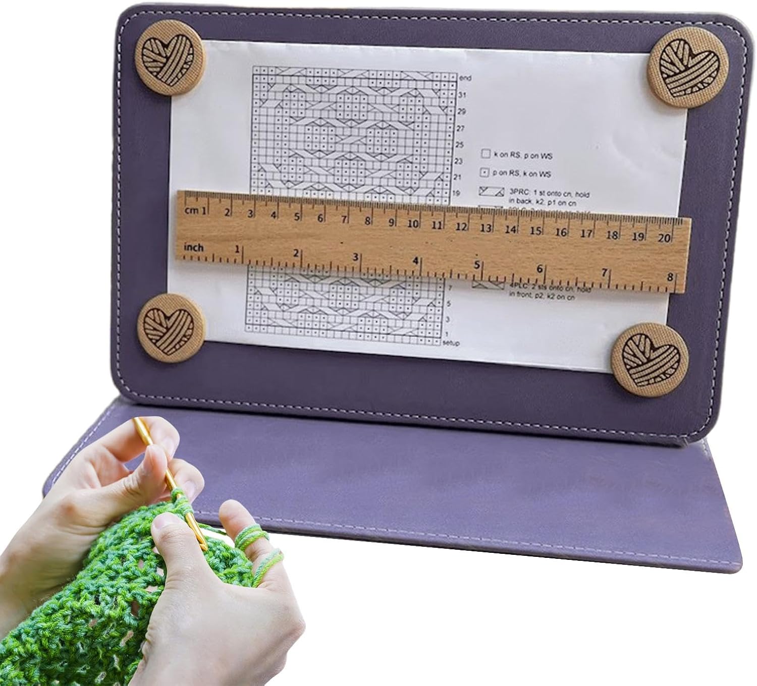 Knitting Chart Holder, Foldable Knitting Chart Keeper with Magnet Ruler, Magnetic Pattern Holder Knitting Tool,st-itch holders for knitting,Crochet Knitting Chart Holder, cr-oss st-itch Pattern Holder