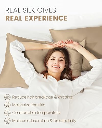 Miniatura 50 de THXSILK Funda de almohada de seda de morera 100% natural para cabello y piel, tamaño estándar de 20 x 26 pulgadas, funda de almohada de seda suave