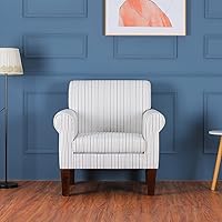 Vista 8 de FUNKEEN - Juego de 2 sillas de sala de estar, cómodas sillas de acento a rayas, modernas y cómodas sillas tapizadas de lino con brazos