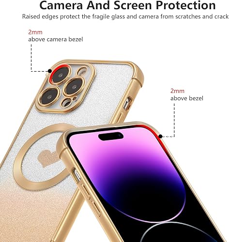 Miniatura 9 de RALEAVO Funda magnética para iPhone 14 Pro Max compatible con Magsafe protección contra caídas de grado militar Funda transparente delgada chapada a