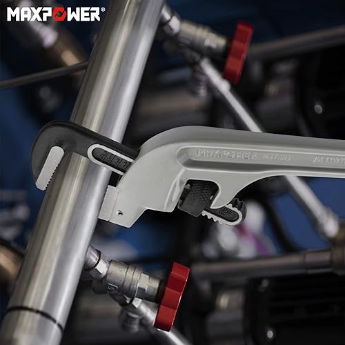 Miniatura 7 de MAXPOWER Llave de tubo de 18 pulgadas, llave de tubo de extremo resistente de aluminio Llave de fontanería en ángulo de 45 grados