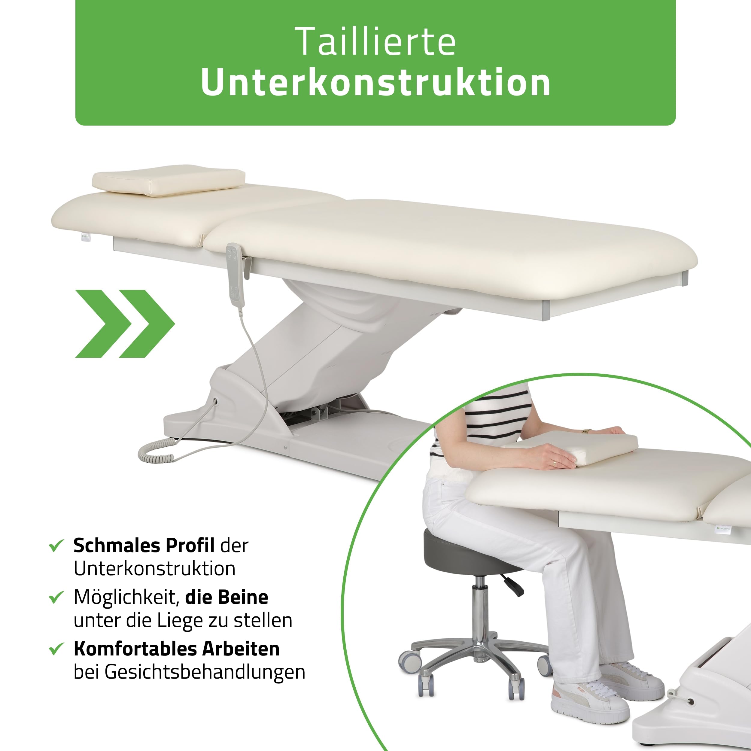 HABYS Camilla PRO 2 mit Heizung | Wellness & Spa elektrische Kosmetikliege Massageliege, Behandlungsliege | Höhenverstellbar Elektrisch | 199 x 74 cm