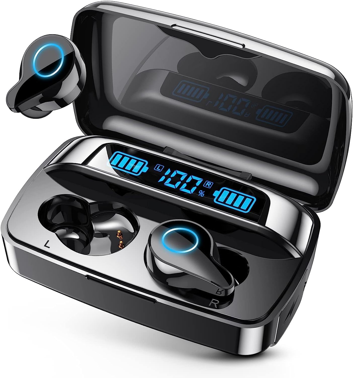 PIFFA Wireless Earbuds with 132Hr Playtime, 1800mAh Charging Case, IPX5 Waterproof - for iPhone, Android, TV