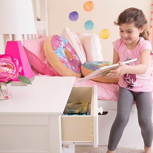 Miniatura 7 de Max & Lily - Mesita de noche con cajón y estante, color blanco Blanco,Azul,Arcilla,Nuez pacana,Nogal,Natural,https://www.amazon.com/dp/undefined