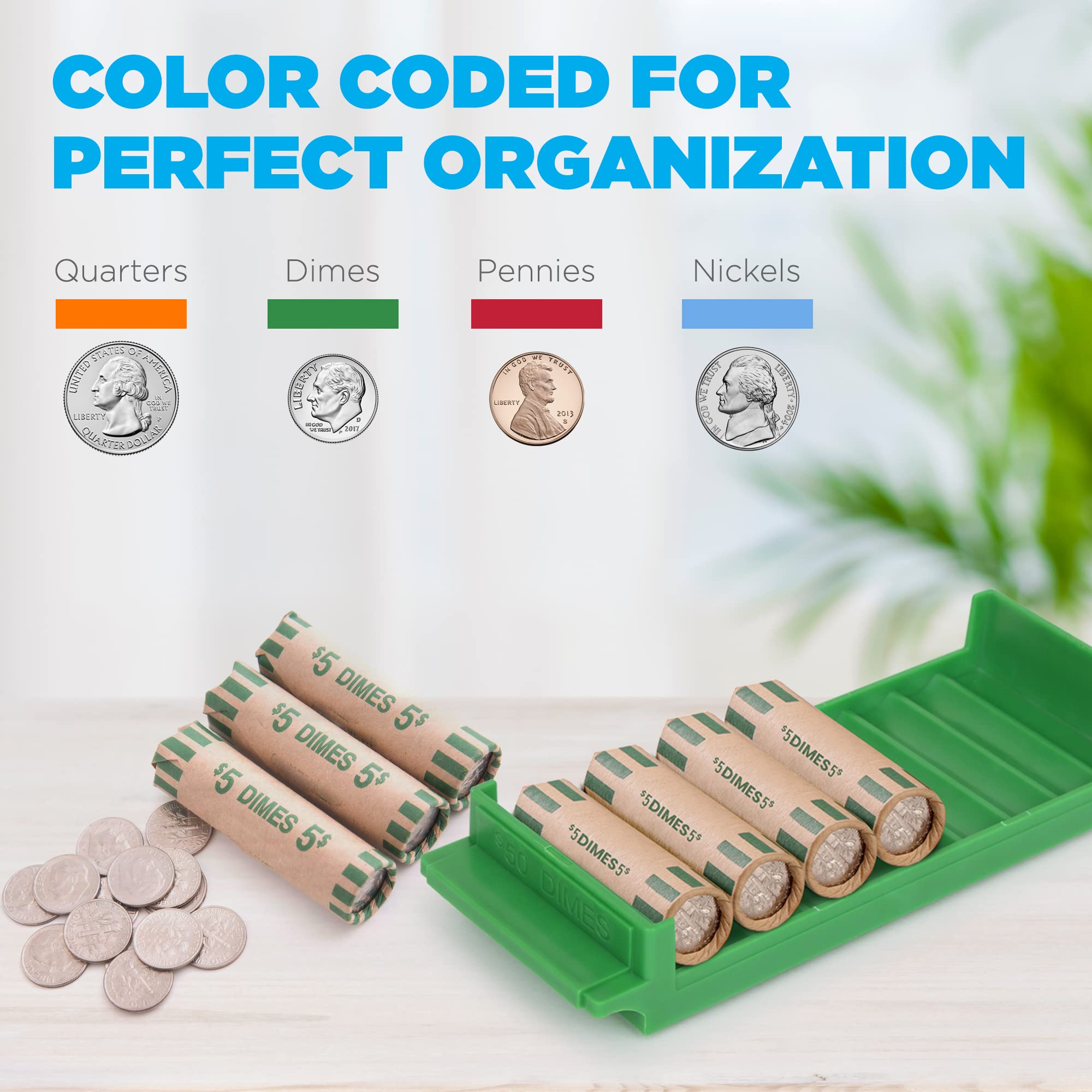 Coin Storage Organizer Rolled Coin Storage Tray For Dollars - Gray ...