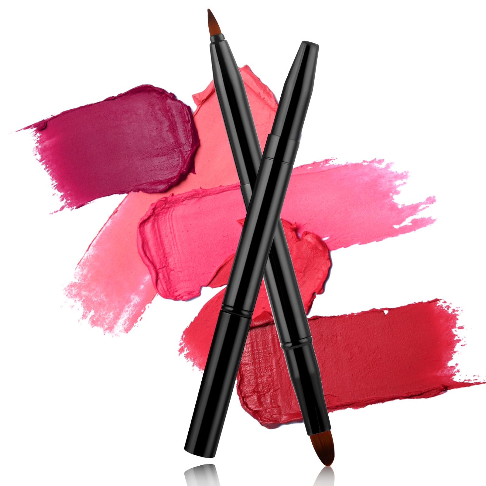 WLLHYF Pinceau à lèvres professionnel double face rétractable pour fond de teint de voyage pour femmes et filles (noir)