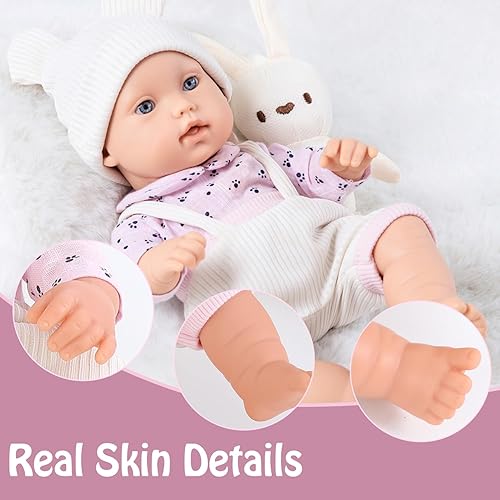 Miniatura 5 de Juego de muñecas de bebé de 12 pulgadas en caja de regalo con ropa rosa y accesorios, incluyendo ropa de muñeca, cama de moisés, manta, juguetes