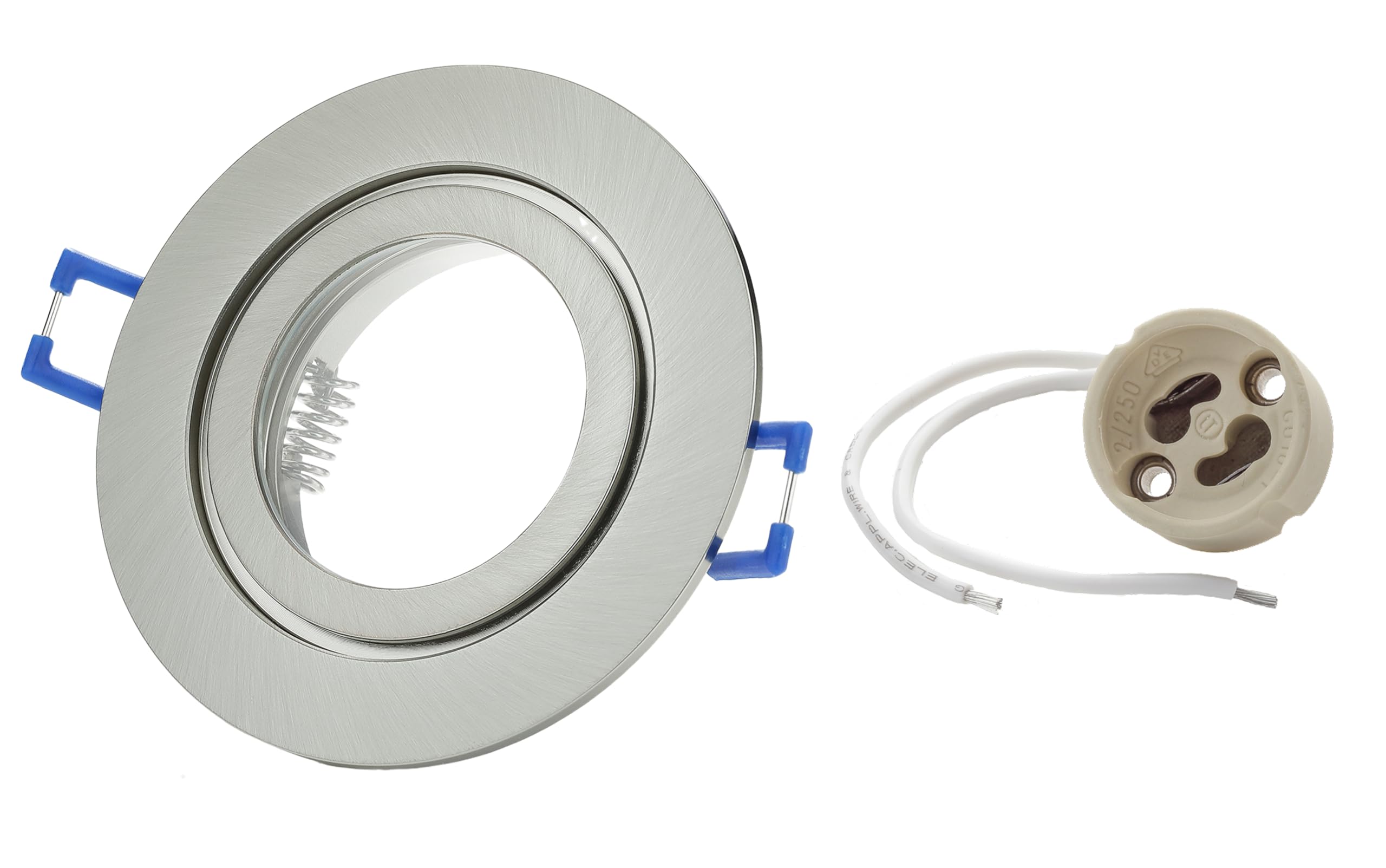 Sweet Led Einbaurahmen inkl. GU10 Fassung 230V IP44 Einbauleuchten-Rahmen Aluminium Einbauspots fürs Bad Möbelleuchten downlight spot rund, Chrom gebürstet