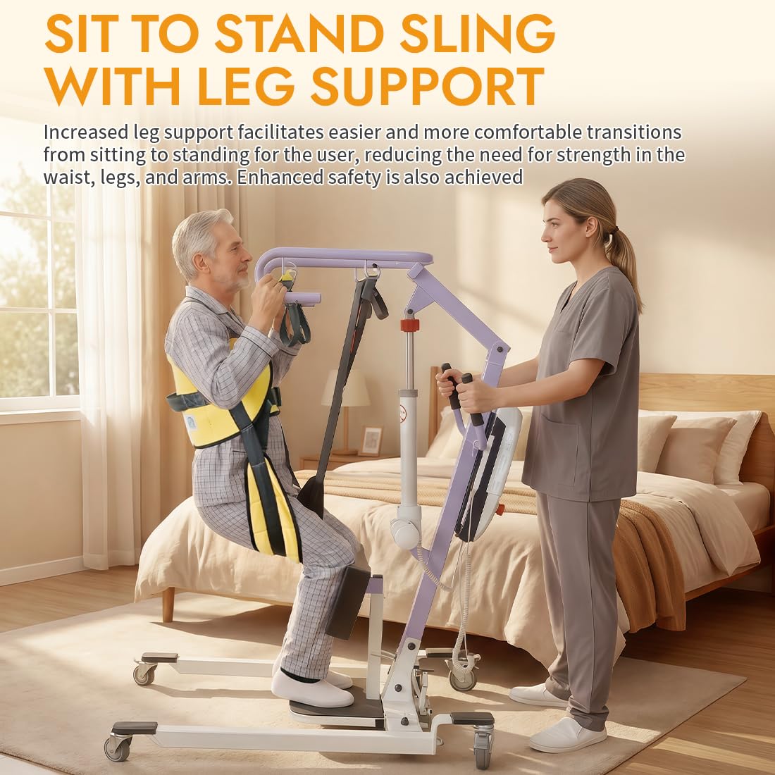 Sit to Stand Transfer Sling per anziani e assistenza alla mobilità, supporto antiscivolo per sollevamento con supporto regolabile, comoda imbottitura, si adatta alla maggior parte dei tipi di corpo