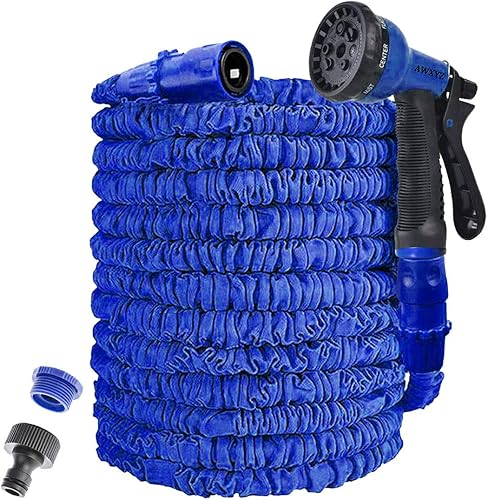 Garden Hose,50FT/15m Expanding Hose Pipe with 8 Function Nozzle,3 Times Expandable Magic 15m (50ft, Blue)