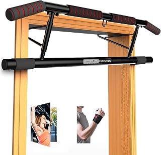 AmazeFan Pull Up Bar Doorway: Ergonomic Multi-Angle Grip, 2024 Smart Hook Upgrade - Fits Almost All Doors for Home Gym Pull-Ups & Chin-Ups