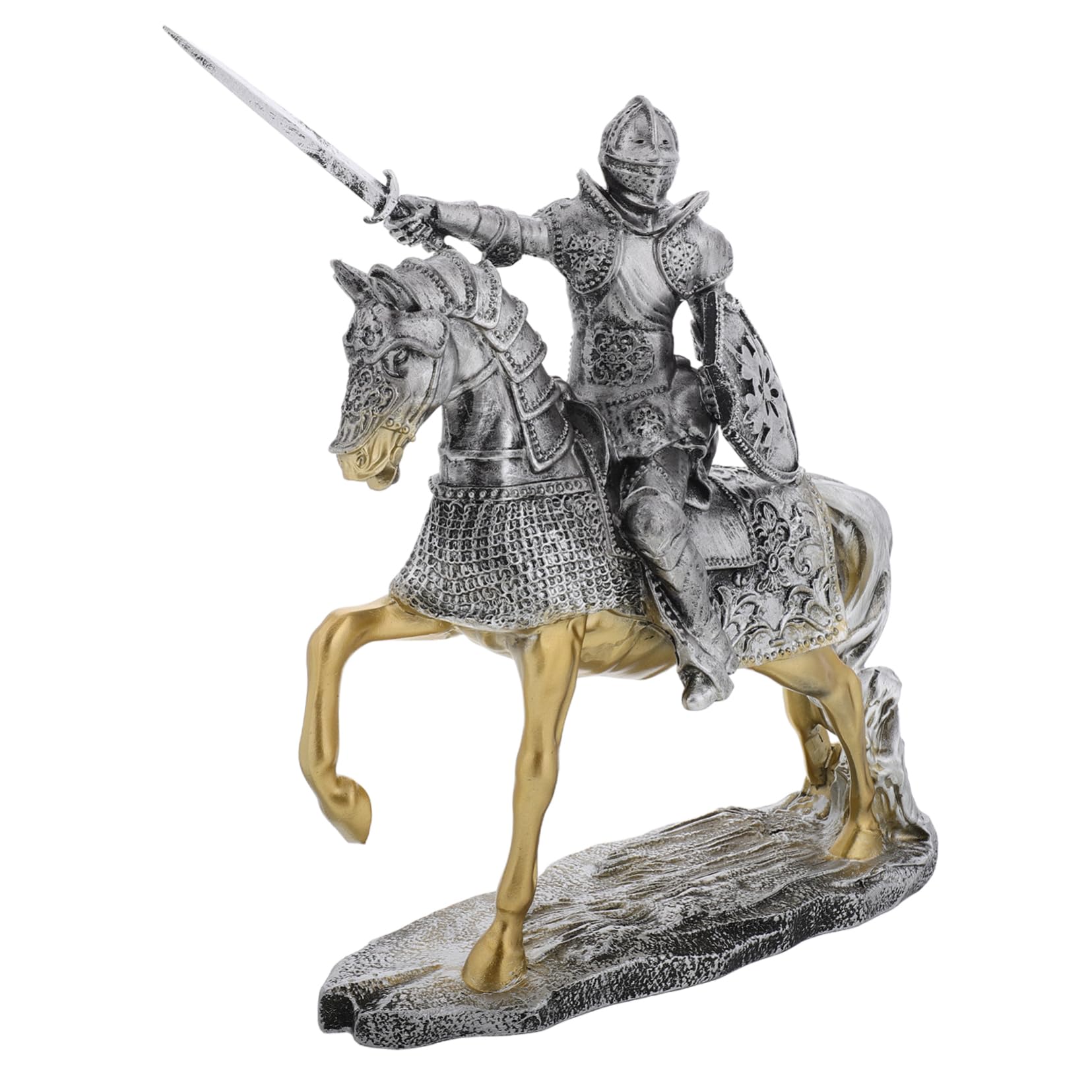 Toyvian Statuette de Chevalier Vintage en Résine Argentée pour Bureau