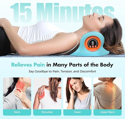 Miniatura 4 de Smedz Masajeador de cuello 2025 Nueva actualización 3 en 1 masajeador portátil con calor y estiramiento cómodo, intensidad ajustable para relajación