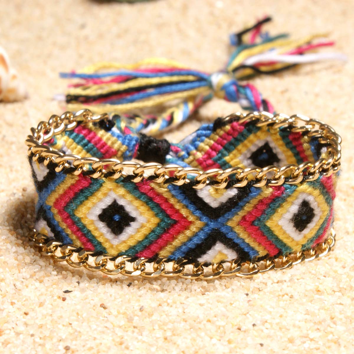 Pulsera Tejida, Accesorios de Cuerda Tejidos a Mano, Bohemio Nacional de Viento Tejido a Mano Oscuro Amistad afortunada Cuerda Manual de Ropa, Accesorios de Ropa Personalizados Joyas