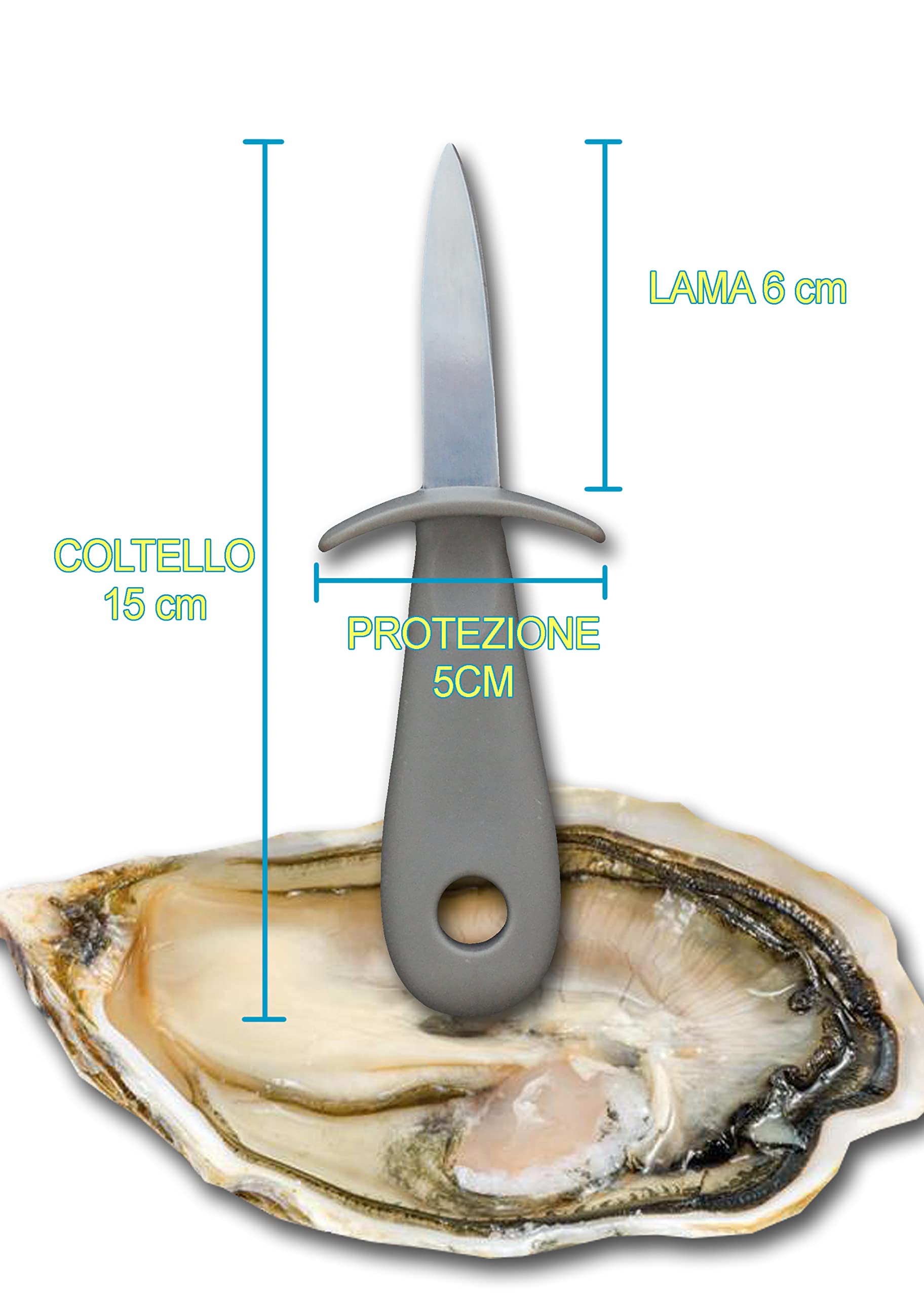 Apri Ostriche Smile, Set da 2 pz 15x5 cm, Lama in Acciaio Inossidabile 6 cm, Manico in Polipropilene, Idea Regalo - 2 pz.