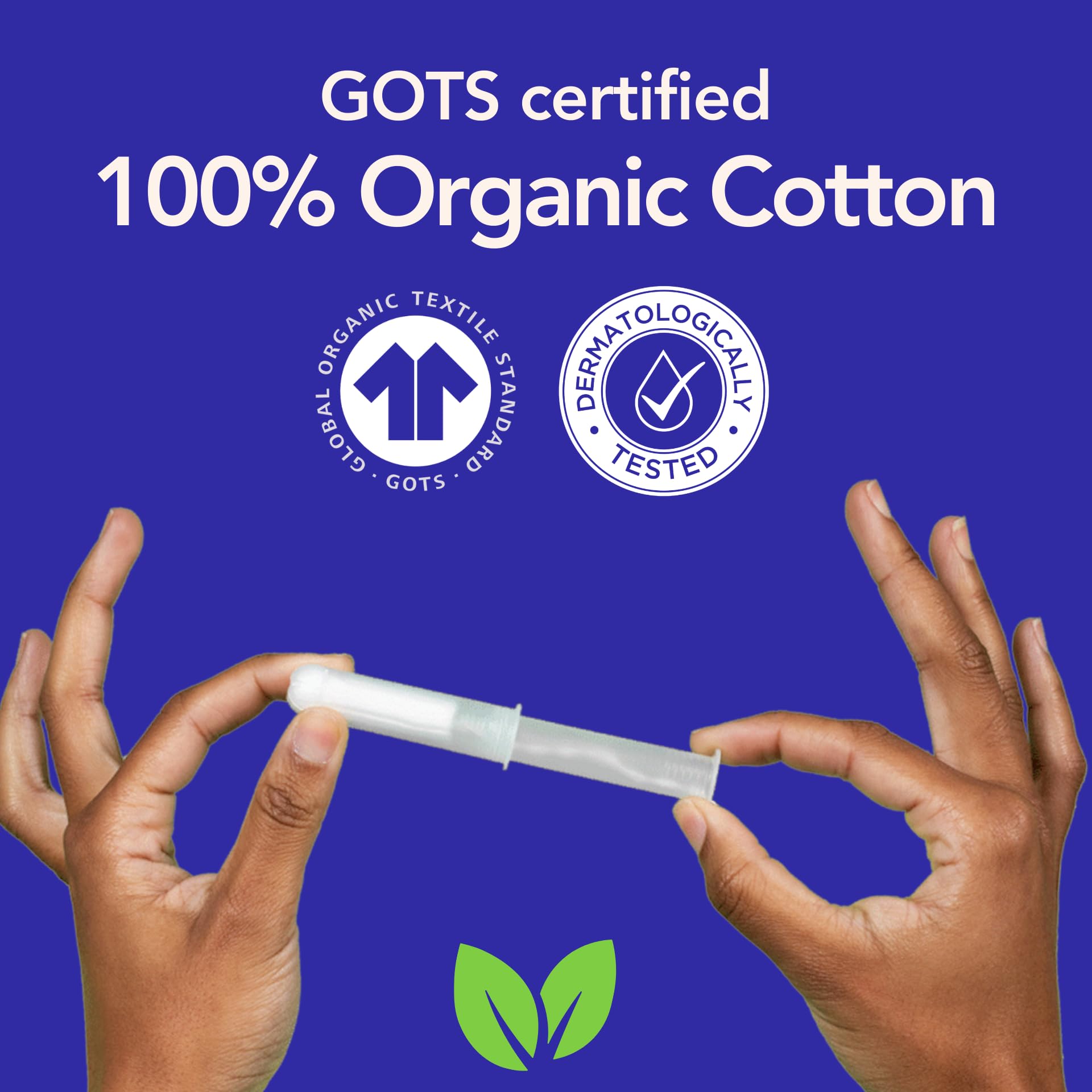 Marlow 100% Organic Cotton Easy Glide Tampons with Compact Plant Based BPA Free Applicator, Chlorine Free, Toxin Free, Hypoallergenic, Dermatologically Tested, Fragrance Free, Light, 54 Count