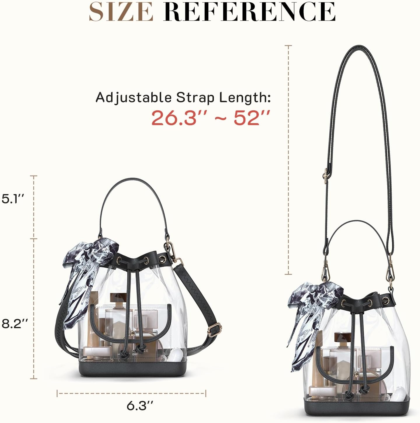 Missnine Clear Bag for Stadium Approved, Clear Crossbody Bucket Bag Transparent PVC Purse for Women, Concert Stadium Events - Image 5