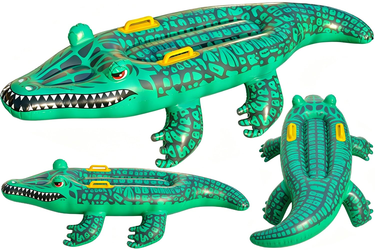 HATFRYF Crocodile Inflatable Float, Inflatable Alligator Float Board, Animal Inflatable Swimming Pool Float Raft, Crocodile Reusable Inflatables Surfboard with Double Handles, for Swimming Fun -B