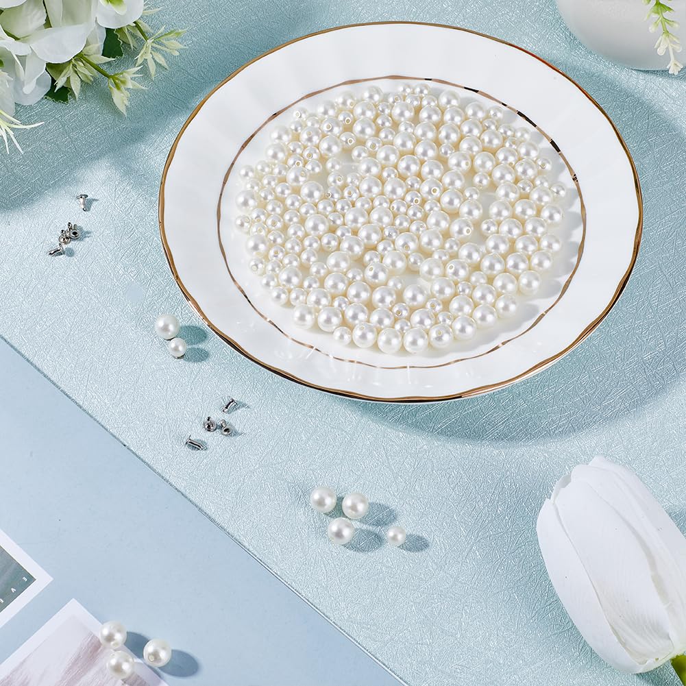 GORGECRAFT 200 Set 2 Dimensioni Bottoni di Perle di Plastica Perle Bianche Rivetti Borchie Rotondo Perno di Plastica con Perni Kit per Abbigliamento Borse per Cappelli Abbellimenti di Scarpe Lavoro