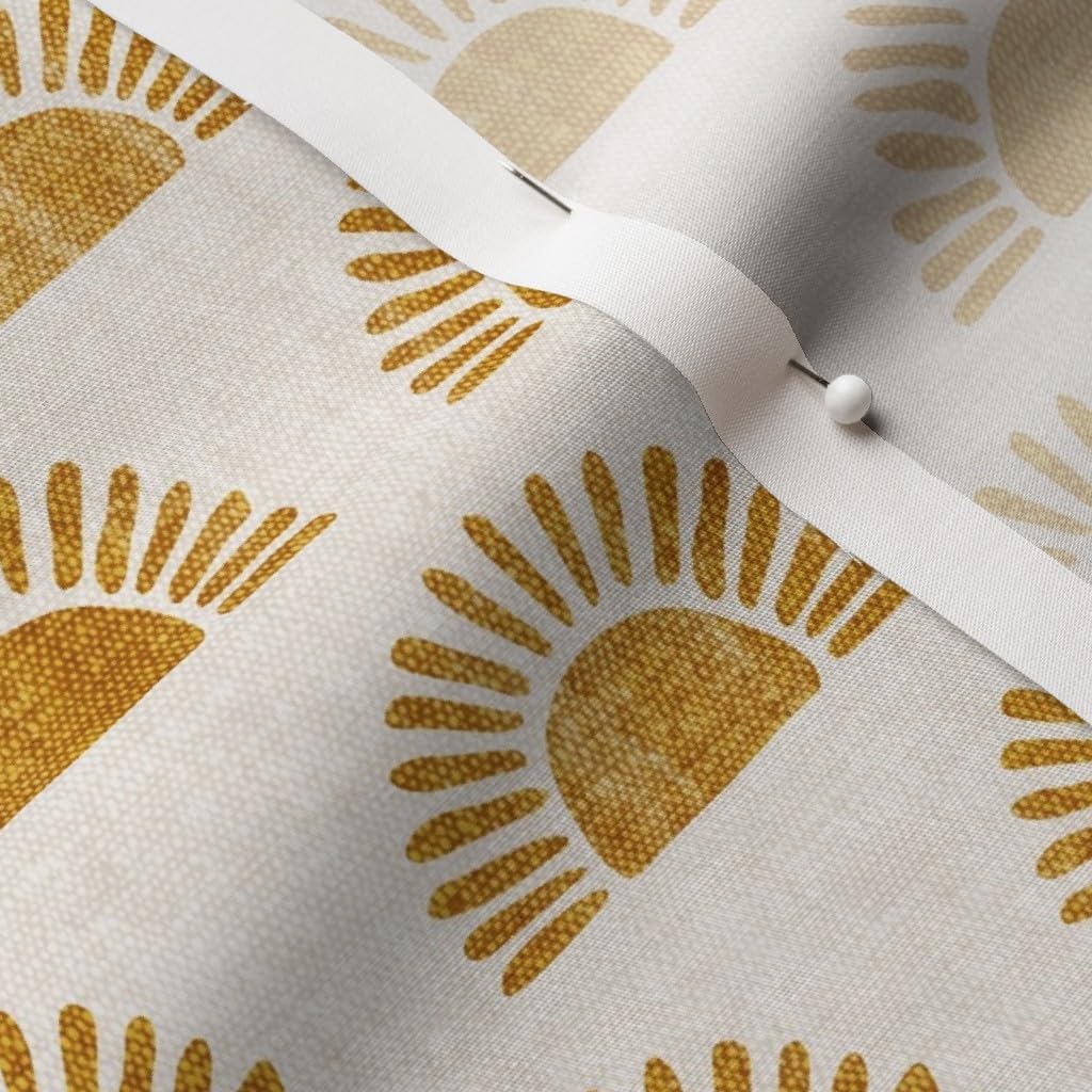 Spoonflower Fabric - Small Scale Sunshine Block Print Boho Sun Golden Trendy Nursery Printed on Cotton Poplin Fabric by The Yard - Sewing Shirting Quilting Dresses Apparel Crafts
