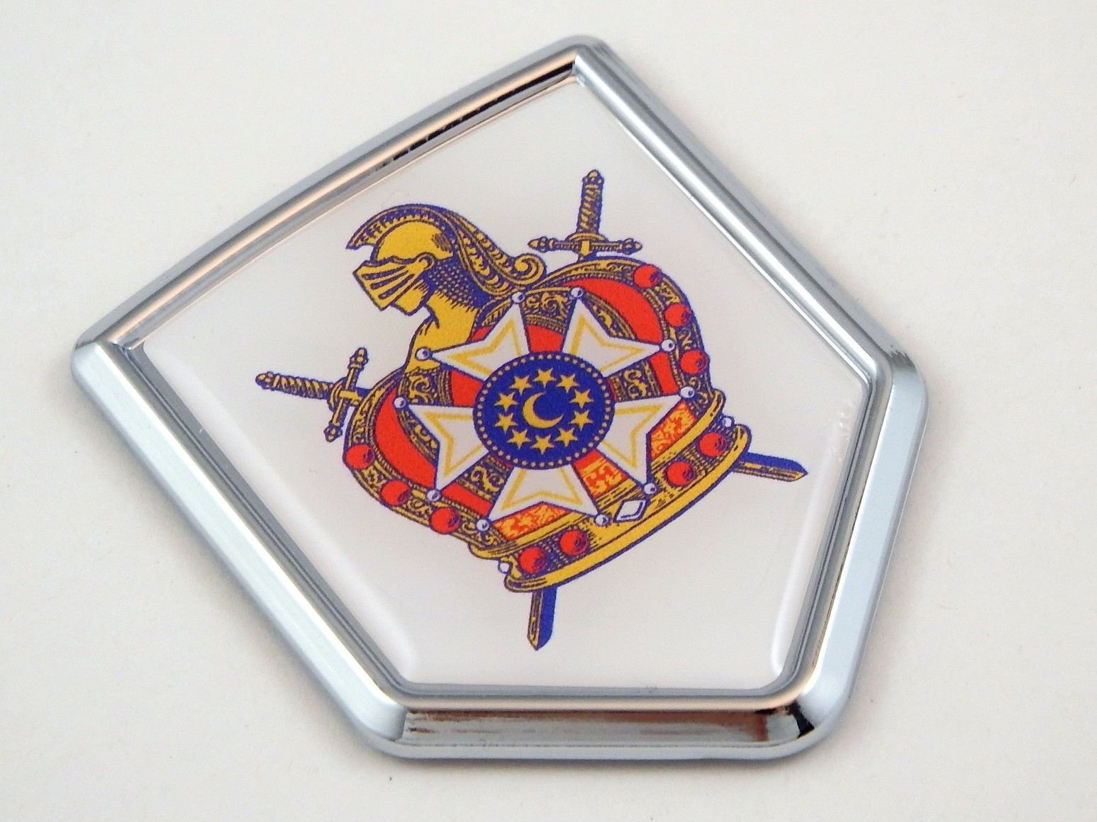 Calcomanía de Demolay Masonic de metal cromado para personalizar autos y motos 3