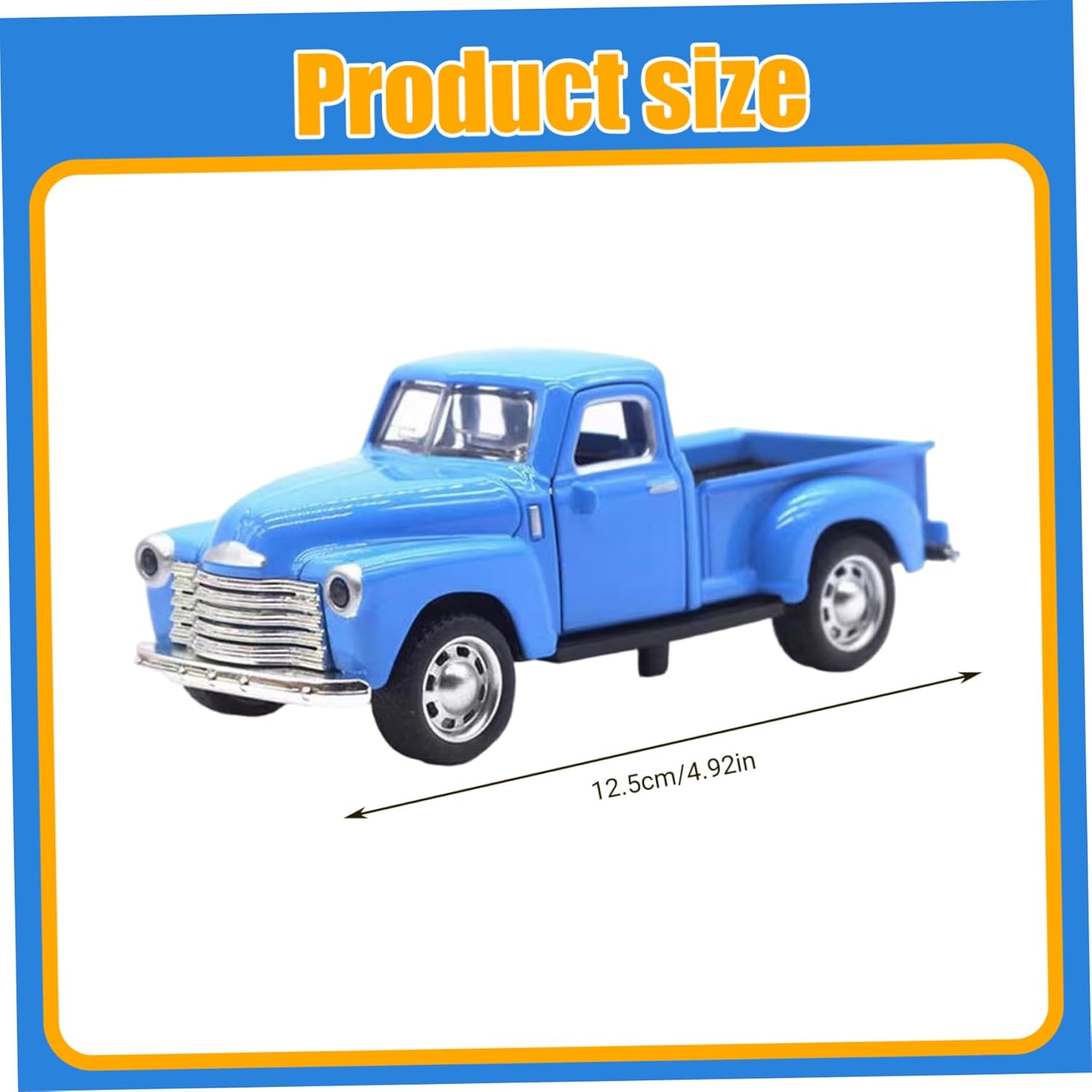 Little Blue Truck Toy Pull Back Vintage Toy Pickup Truck with Opening Door Alloy Small Model Cars for Home Desk Cabine