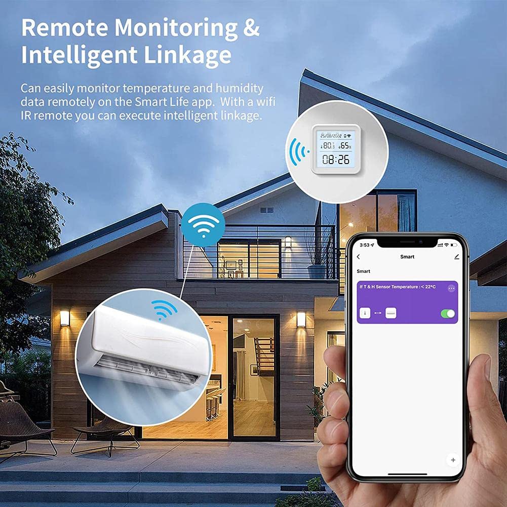 DAZZLEEX Lot de 6 thermomètres hygromètres intelligents WiFi pour intérieur avec capteur de température WiFi