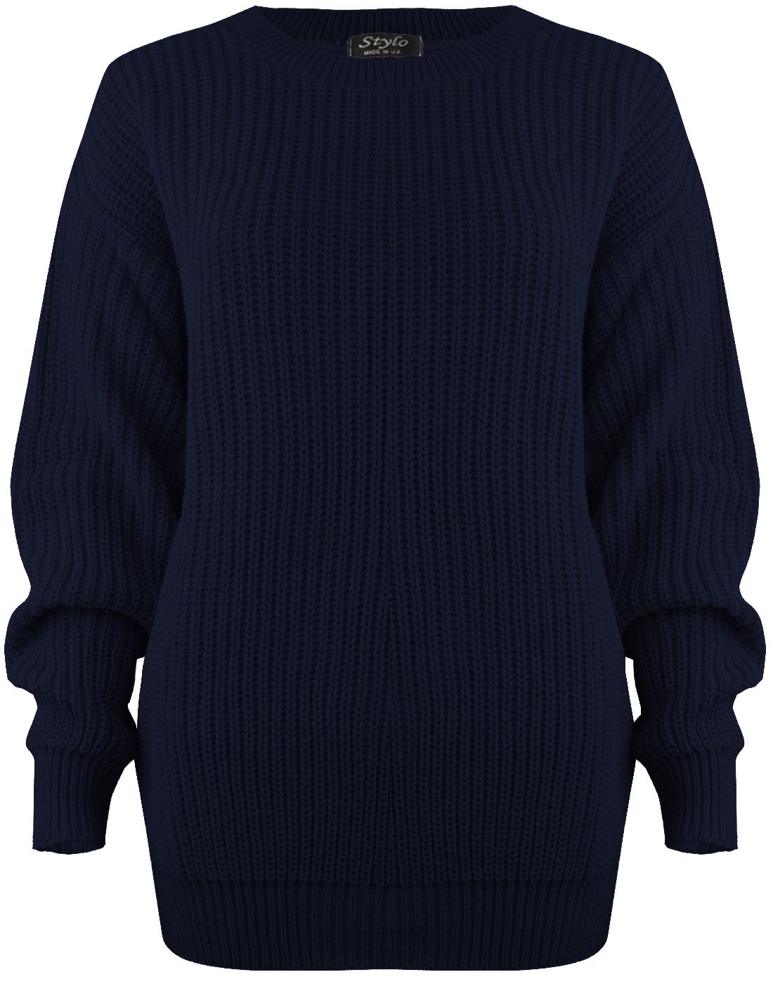 Wearall Women's Navy Cozy Oversized Chunky Knit Sweater Pull On Style New Chunky Baggy Jumper Knitted Sweater Thick Top Size 20-22