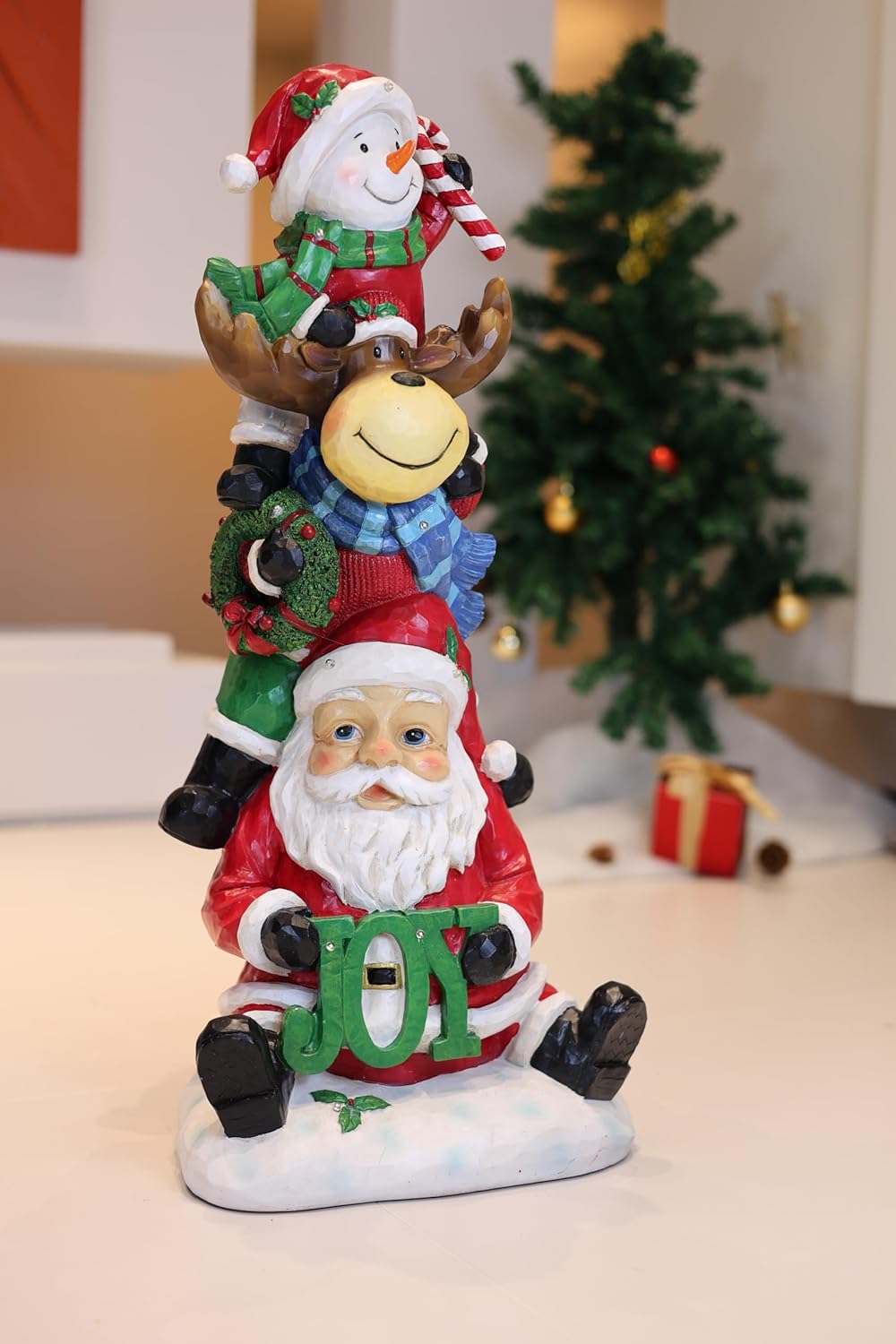 Hi-Line Gift Ltd 積み重ね雪だるま エルク サンタ クリスマス