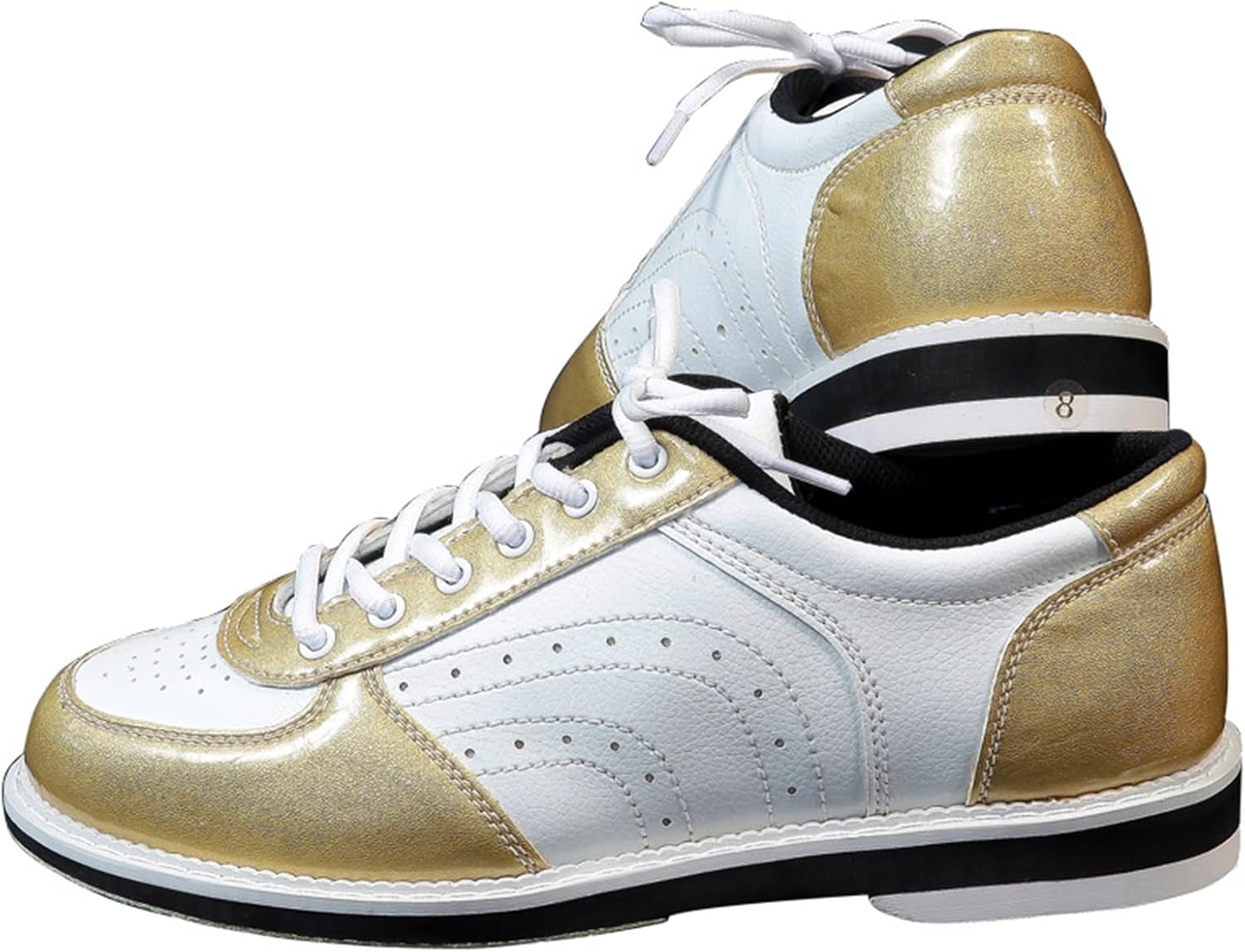 DHAEY Men's Bowling Shoes Lightweight Breathable Bowling Shoes Unisex Non-Slip Wear-Resistant Training Shoes for Bowling Stadium (Color : White Gold, Size : 12.5 Women/11 Men)