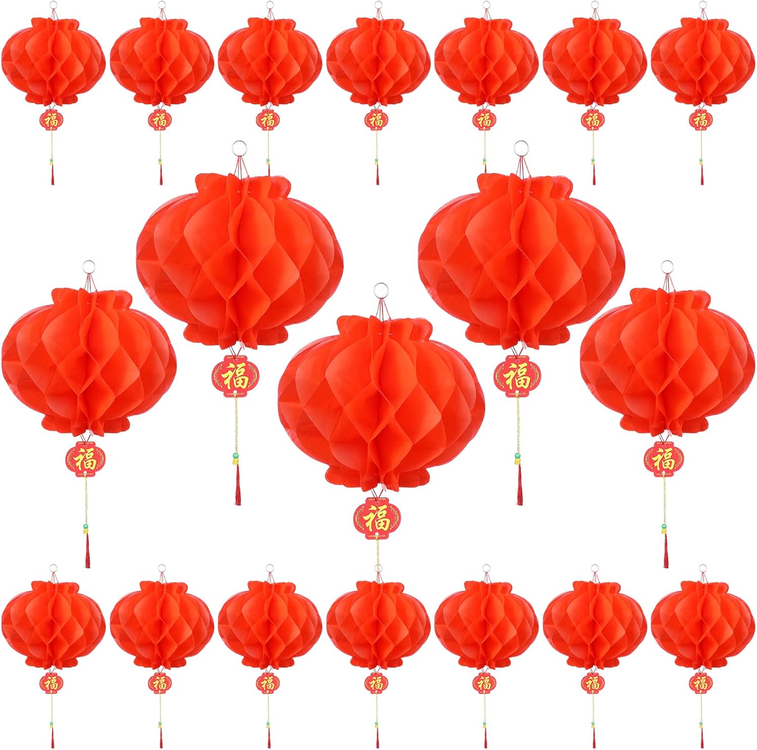 100 Pieces Chinese Red Paper Lanterns Decorations New Year Lantern 10 Inch Chinese Hanging