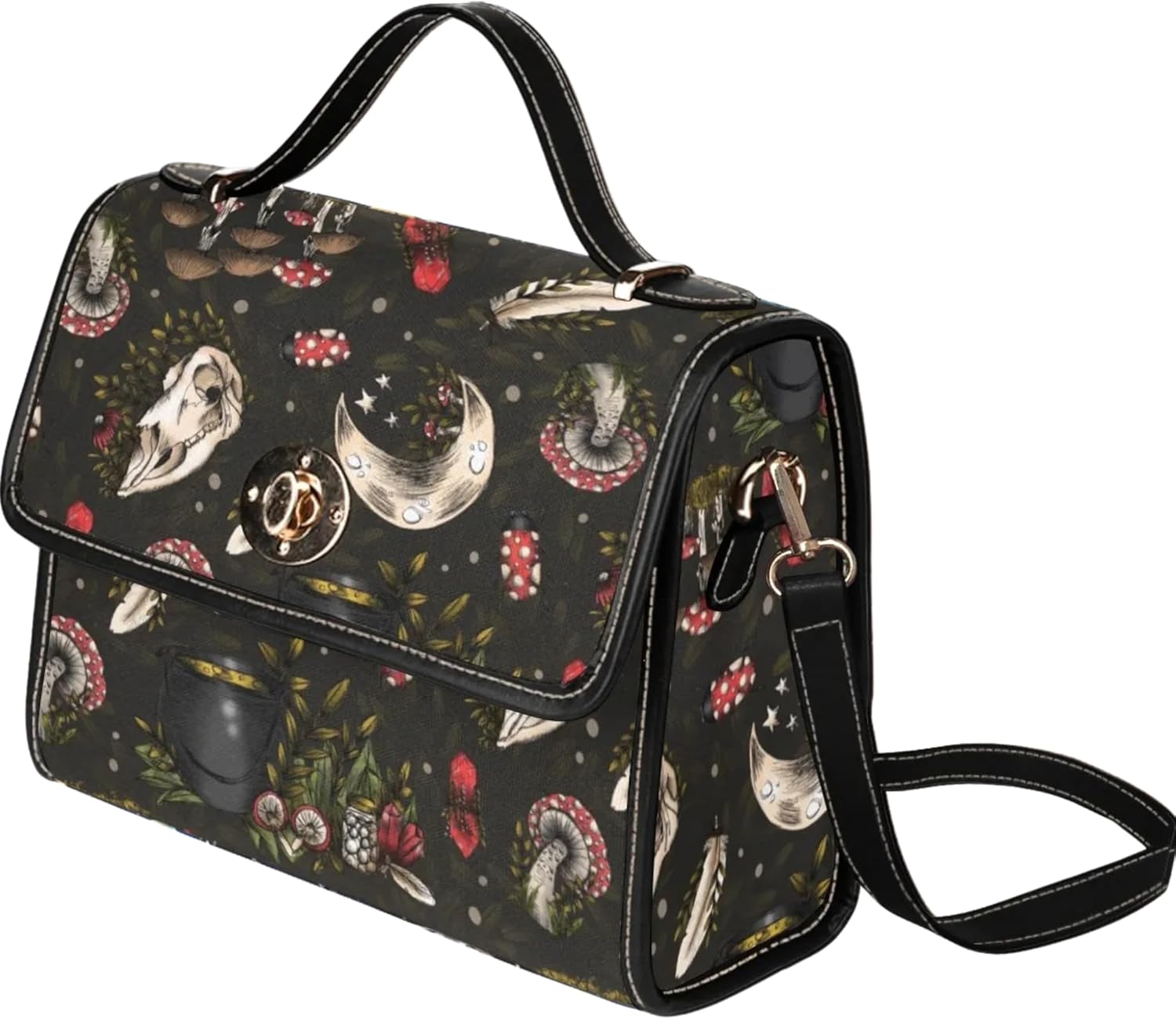 Cottagecore Witchy Satchel Purse, Goblincore Mushroom Handbag, Fairycore, Witchcore, Pagan Accessories, Celestial, Forestcore