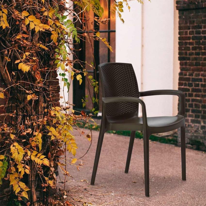 Produce Shop Sedie Poltrona Poly Rattan Braccioli per Giardino Bar Ristorante Boheme Grand Soleil - Nero