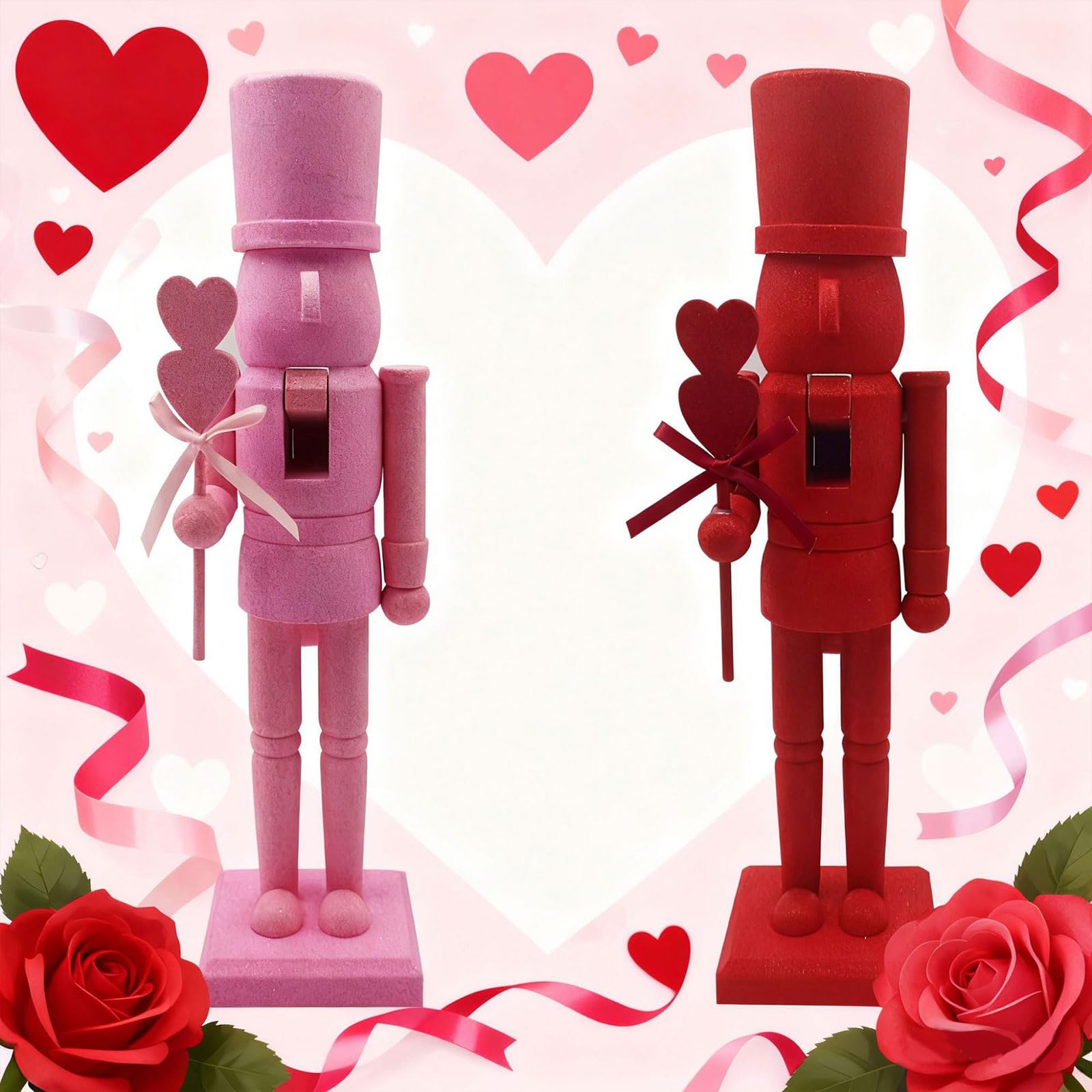 Casse-Noisette en Bois Scintillant Fait À La Main Décoration De Saint-Valentin pour La Maison Et Les Ornements De Fête De Mariage Ornement De Vacances Fabriqué À La Main